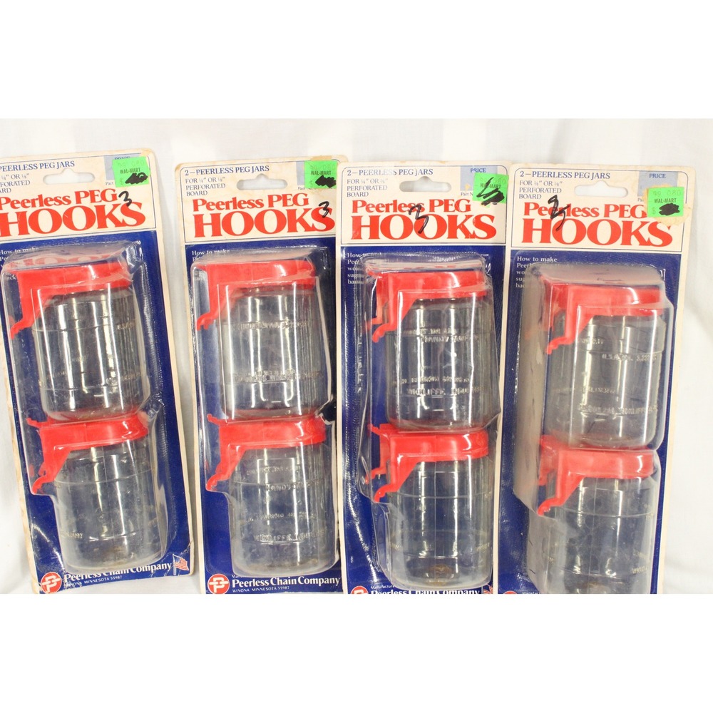 Peerless Peg Board Jars Lot of 8 NOS Workshop Organizer Small Parts